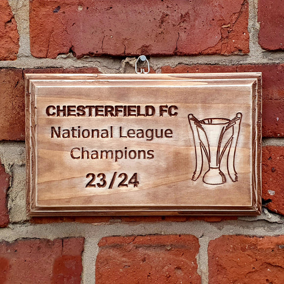 Chesterfield FC National League Winners 2023/2024 Commemorative Plaque