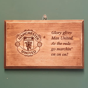 Manchester United Hanging Plaque 9"x6" - Glory Glory Man Utd